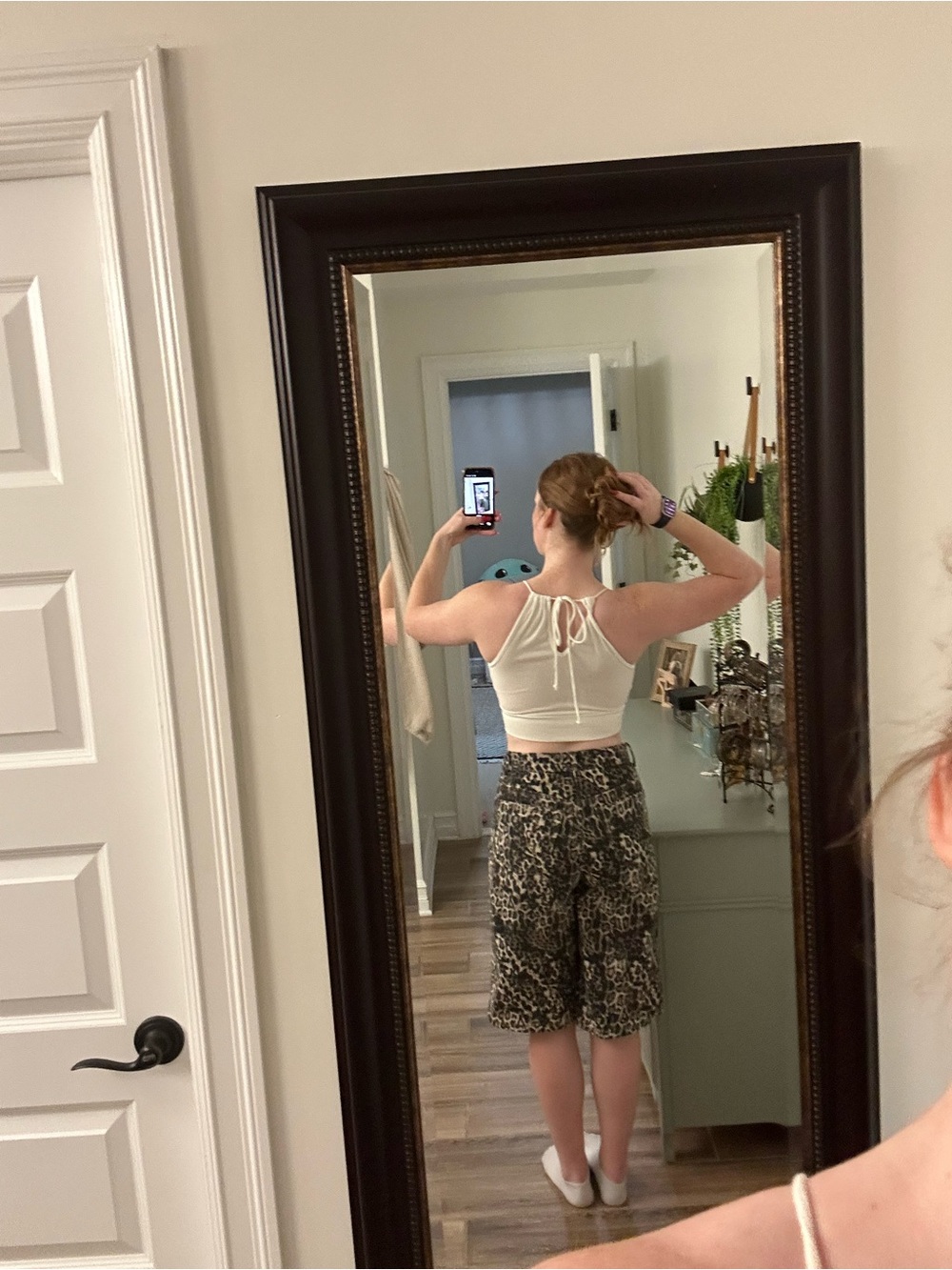 White Ribbed Drawstring V Neck Top - Picture 5 of 7